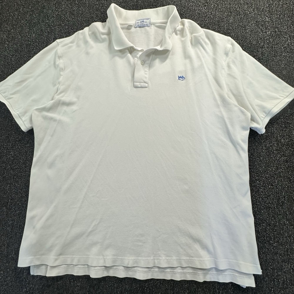 Southern Tide Mens XXL White Skipjack Polo Short Sleeve Cotton Blend 3500